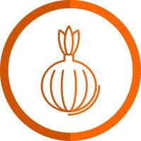 Onion Line Orange Circle Icon vector