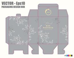 Box with floral Pattern and Die Cut Template vector