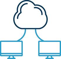 Cloud Computing Line Blue Two Color Icon vector