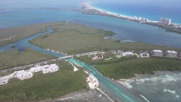 Aerial view of Punta Nizuc, at Cancun Hotel Zone video