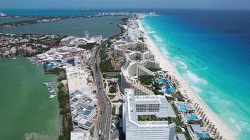 Aerial view of Cancun Hotel Zone video