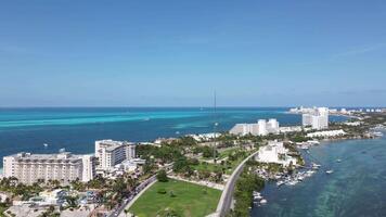 Aerial view of Cancun hotel zone video