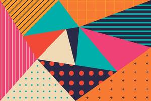 Colorful triangles with geometric patterns background vector