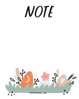 Easter notes list template. Organizer and Schedule with place for Notes. Good for Kids. vector