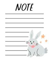 Easter notes list template. Organizer and Schedule with place for Notes. Good for Kids. vector