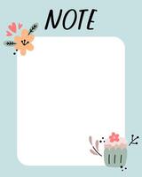 Easter notes list template. Organizer and Schedule with place for Notes. Good for Kids. vector