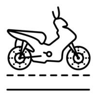 Moped black line icon, fast mobile transport, motorbike side view pictogram, monochrome sign of two wheeled vehicle vector