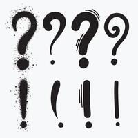 collection of hand drawn question marks and exclamation marks isolated on white background vector