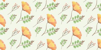 Summer pattern with poppies blooming summer flowers on a beige background. The cheerful floral design for background, digital paper, wallpaper, fabric. Seamless pattern. illustration. vector
