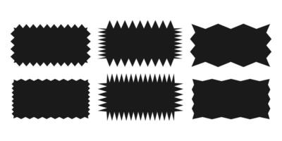 dentado rectángulo.a conjunto de desigual zigzag rectangular formas negro color. aislado elementos para diseño de texto caja, botón, insignia, bandera, etiqueta, pegatina, insignia. ilustración. vector