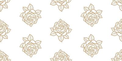 Seamless pattern with gold roses on white background. Seamless pattern with flowers. illustration. vector