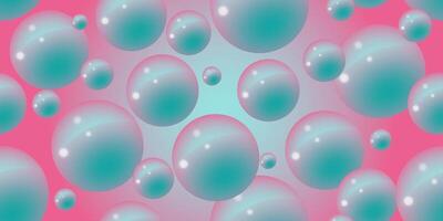 A turquoise bubbles on a pink background. Abstract bubble neon background. 3d texture of liquid with blobs in y2k style. Seamless pattern. illustration. vector