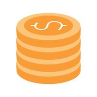 A neat stack of orange coins arranged in vertical piles, showcasing wealth and financial stability. vector