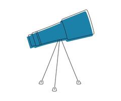 A detailed drawing of a telescope, shown isolated on a white background. vector