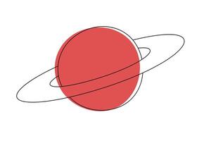 rojo planeta con anillo un dibujo vector