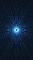 Vertical - ornate kaleidoscopic motion background animation with fast moving glowing blue light beams and exploding energy particles. This shiny spiritualism background is full HD and looping. video