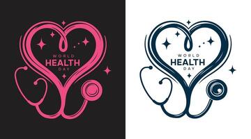 World Health Day Heart and Stethoscope Design Creative Design vector