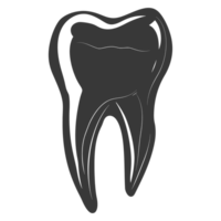 Silhouette cavity tooth black color only full body png