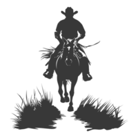 Silhouette cowboy riding horses alone black color only png