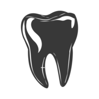 Silhouette cavity tooth black color only full body png