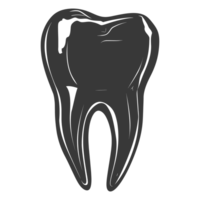 Silhouette cavity tooth black color only full body png