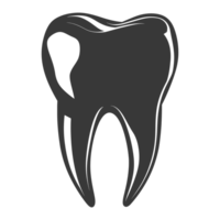 Silhouette cavity tooth black color only full body png