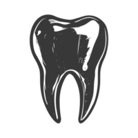 Silhouette cavity tooth black color only full body png