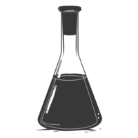 silhueta erlenmeyer frasco tubo laboratório artigos de vidro Preto cor só png