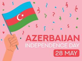 Azerbaijan independence day 28 may. Azerbaijan flag in hand. Greeting card, poster, banner template vector