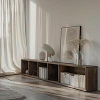 Sleek Smoked Oak Media Console for Modern Living Spaces photo