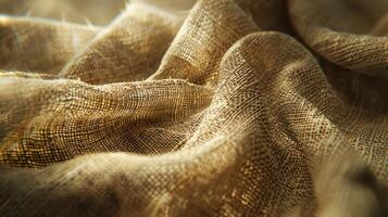 Close-Up Linen Fabric, Detailed Fiber Texture photo