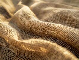 Close-Up Linen Fabric, Detailed Fiber Texture photo