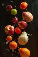 iluminado por estudio que cae Fruta bandera foto