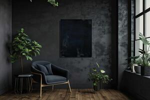 Mockup scandinavian dark interior design photo