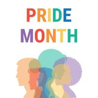 LGBT PRIDE month banner with Silhouettes people. illustration vector