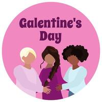 Galentine's Day, simple girls holiday poster or banner design vector
