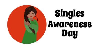 Singles Awareness Day, simple horizontal holiday poster or banner design vector