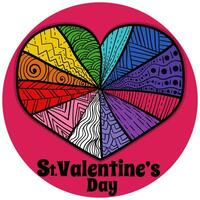 S t. san valentin día, ama es amor fiesta póster o bandera diseño con arco iris corazón vector