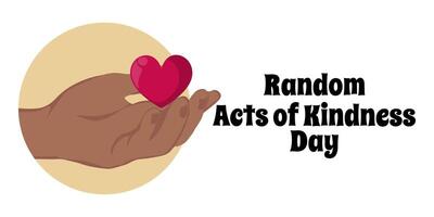 Random Acts of Kindness Day, simple horizontal holiday poster or banner design vector