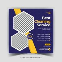 Square social media post and online banner design template for cleaning services vector