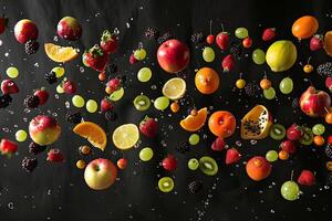 iluminado por estudio que cae Fruta bandera foto