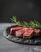 Sizzling Rib Eye on Black Stone Hot Plate photo