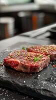 Sizzling Rib Eye on Black Stone Hot Plate photo