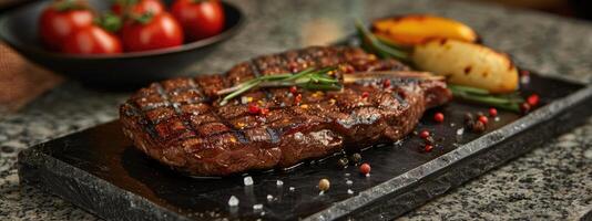 Sizzling Rib Eye on Black Stone Hot Plate photo