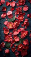 Rose Petal Portrait on Black Background photo