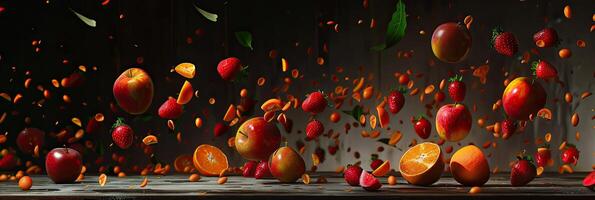 Studio-Lit Falling Fruit Banner photo