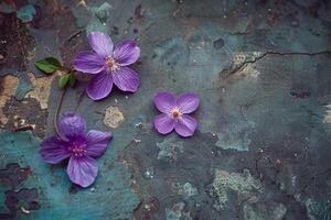 Tiny Purple Floor Flowers Close-Up photo