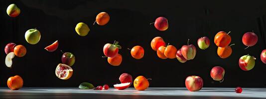 iluminado por estudio que cae Fruta bandera foto