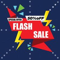 Flash Sale Shopping Poster or banner with Flash icon and text on blue background. Flash Sales banner template design for social media and website. Special Offer Flash Sale campaign or promotion. vector