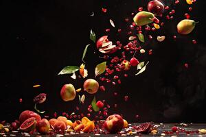 iluminado por estudio que cae Fruta bandera foto